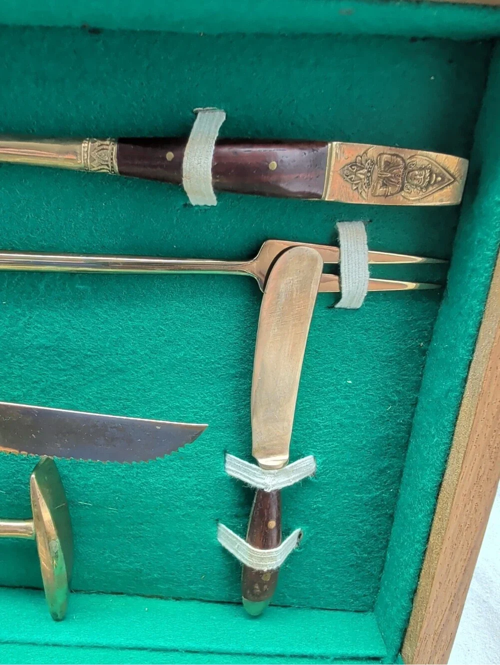 Vintage James Brass Bartender Set In Wood Case 11 Piece